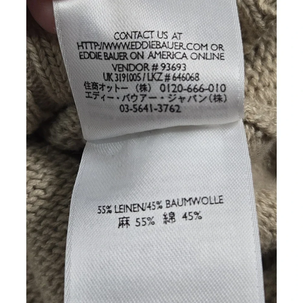 Vintage Y2K Eddie Bauer XXL Tall Linen Cotton Sweater Vest Beige Preppy Academia